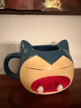 Pokemon Snorlax Ceramic Mug Blue Cream Red